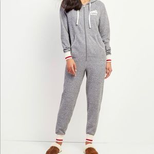 Roots Cabin Onesie Lounge Pajamas Gray Red & White Medium Made in Canada